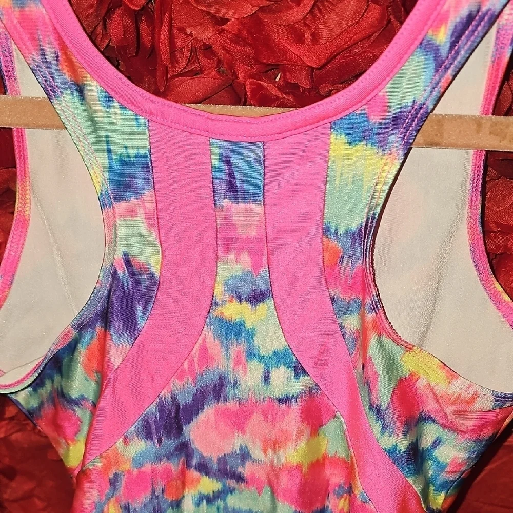 Justice Girls Pink Graphic One Piece Swimsuit Size 10